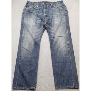 Levi's 505 Straight Leg Jeans Mens 36x30 Blue‎ Denim Whiskered Double-Stitch